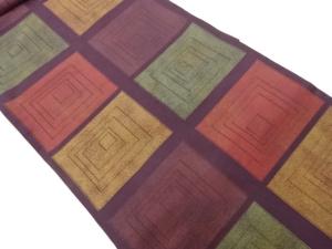 変わり子持ち色紙模様織出し名古屋帯